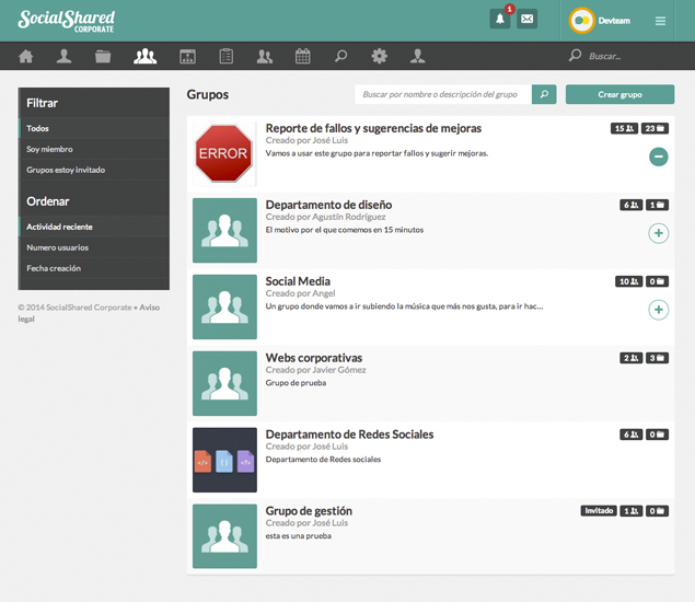Grupos en Social Shared